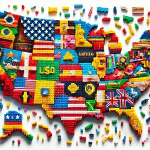 A block map of the USA for children